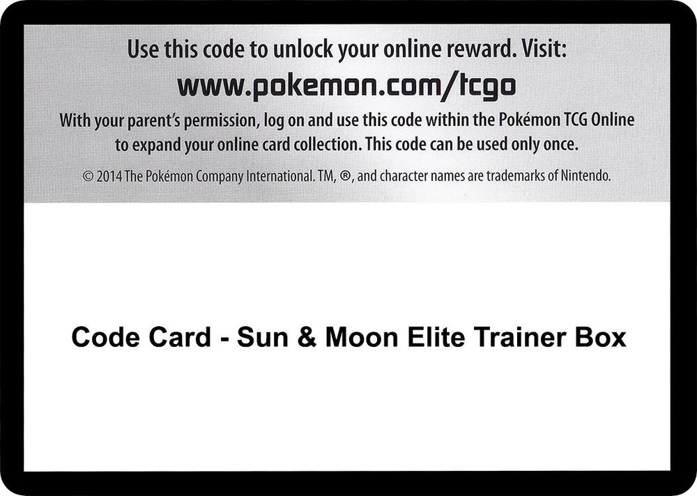 Code Card - Sun & Moon Elite Trainer Box
