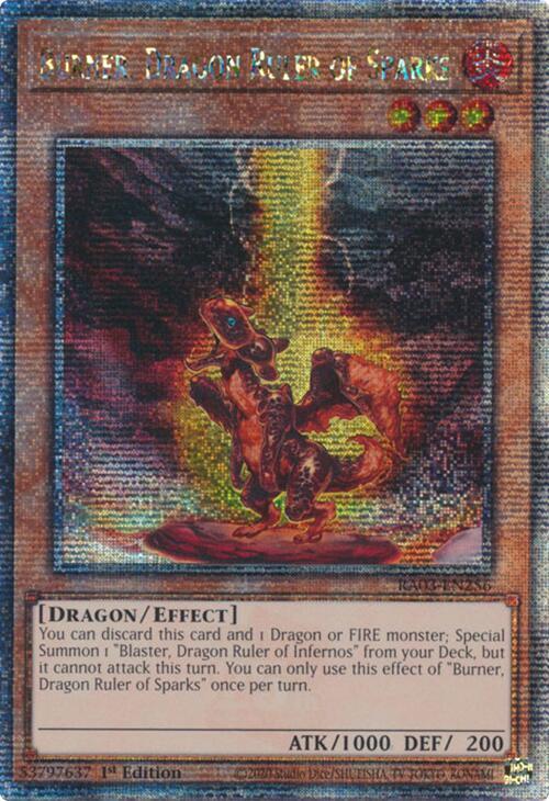 Burner, Dragon Ruler of Sparks (Quarter Century Secret Rare)