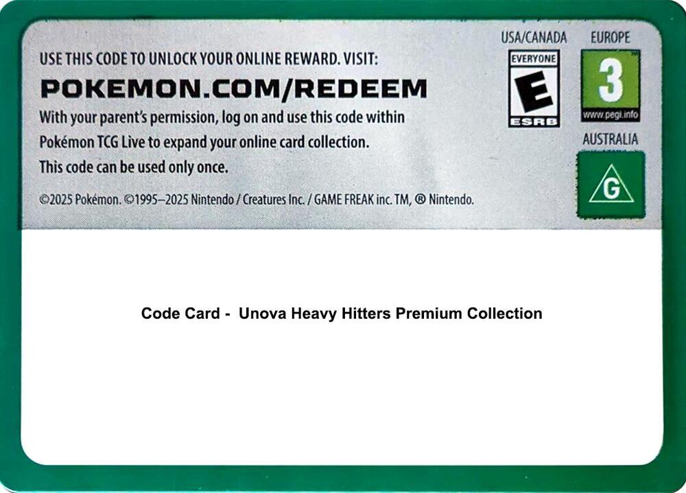 Code Card - Unova Heavy Hitters Premium Collection